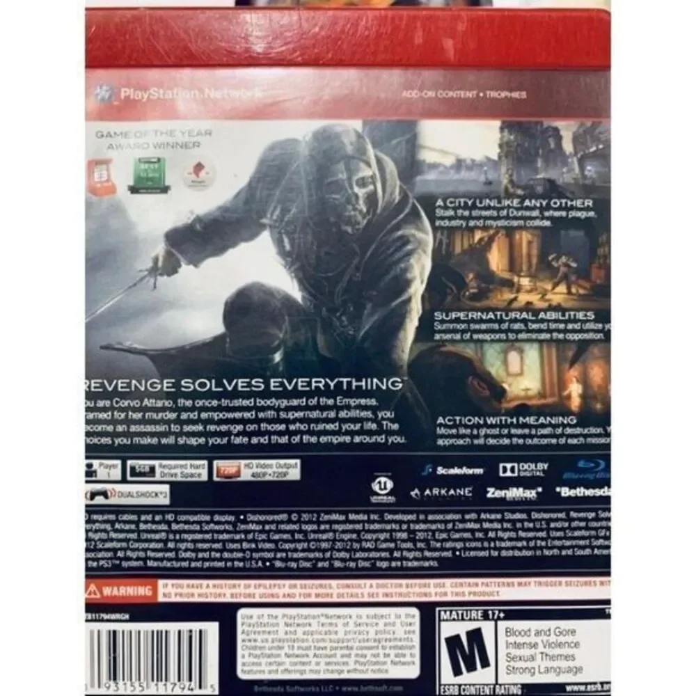 Dishonored PS3 Game PlayStation 3 action Video M‎ 2012 BAKc